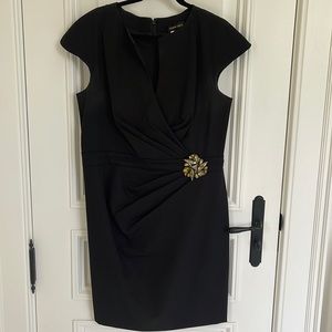 Tadashi shoji dress with gathered detail and stones.
